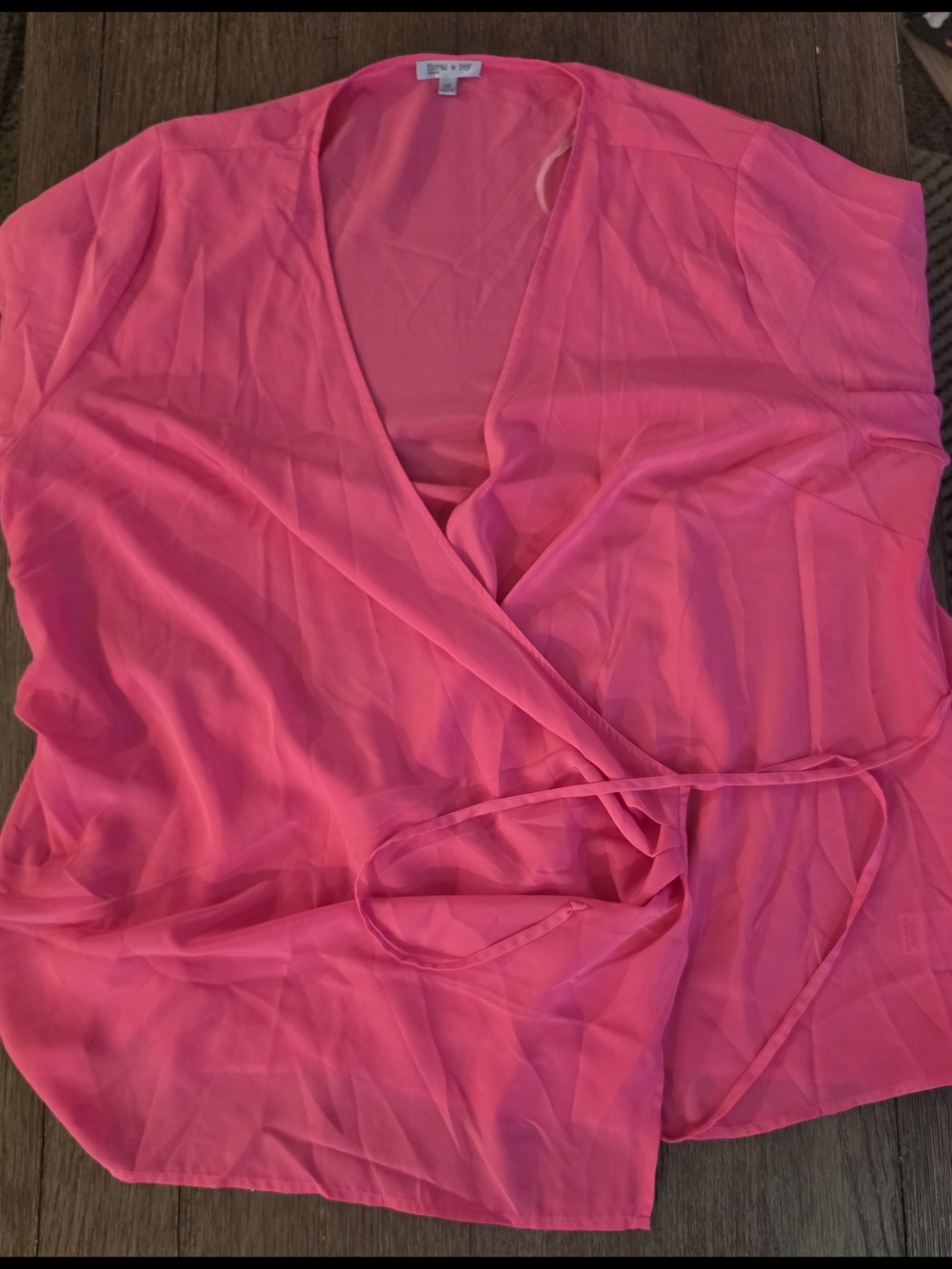 Floral & Ivy Polyester Bright Pink Wrap Blouse Size 3X